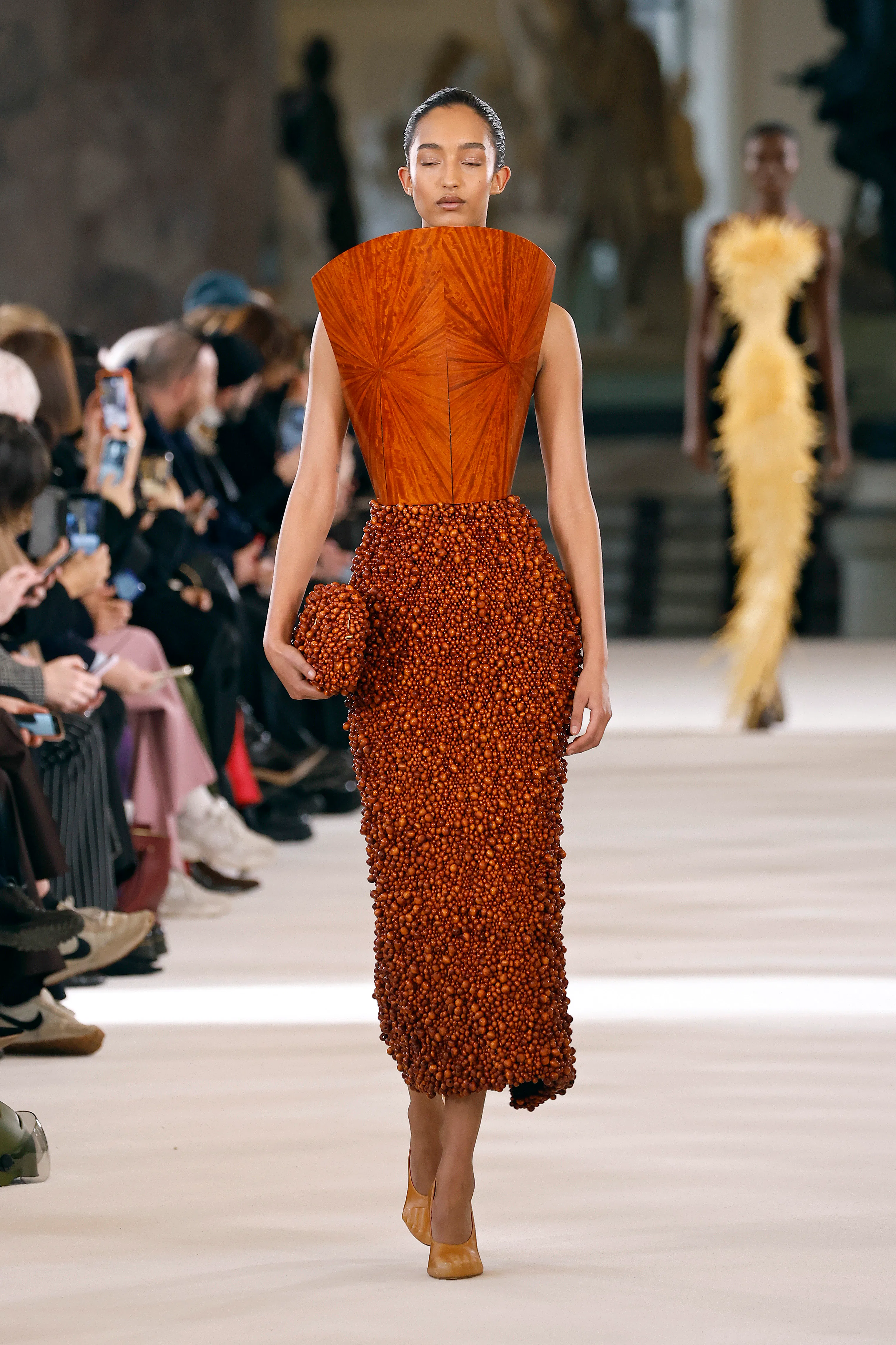 slim fit dress slacks SS 2002 Silk Lion Dress with Beaded Choker Neck – Justin Reed main image 1