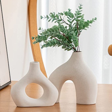 COTNYI White Ceramic Vase (Set of 2)