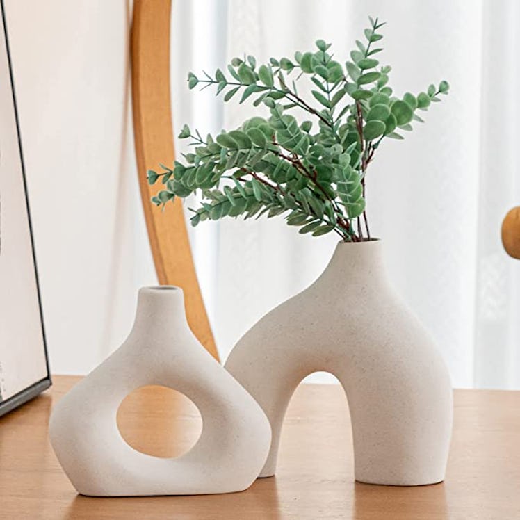 COTNYI White Ceramic Vase (Set of 2)