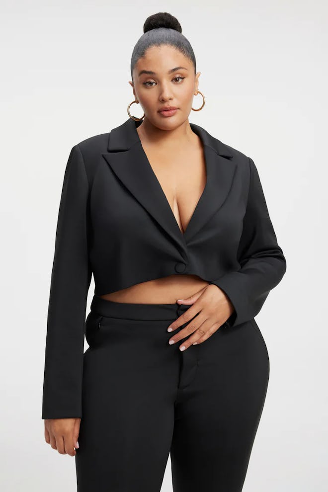 Shiny Scuba Cropped Blazer