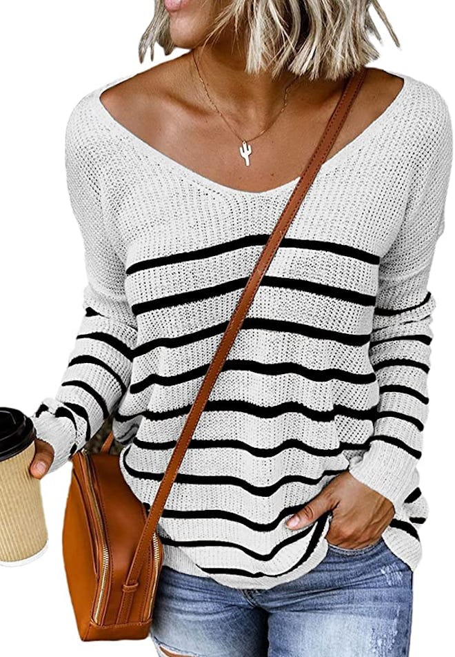 Dokotoo Striped Cable Knit Pullover
