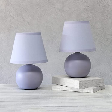Simple Designs Mini Ceramic Globe Table Lamp Set (2 Pieces)