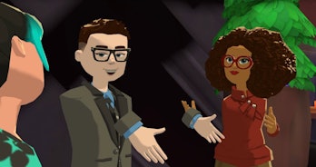 Chatting at an AltspaceVR event.