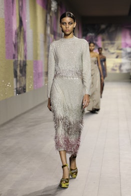 A model walks the runway during the Christian Dior Haute Couture Spring Summer 2023 show as part of ...