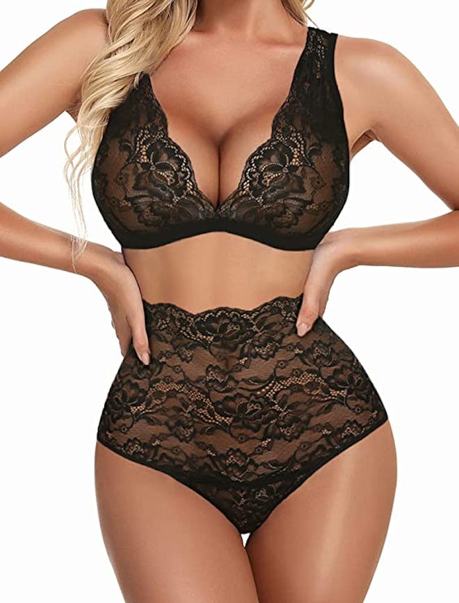 Avidlove Lace Bra And High-Waisted Panty Set