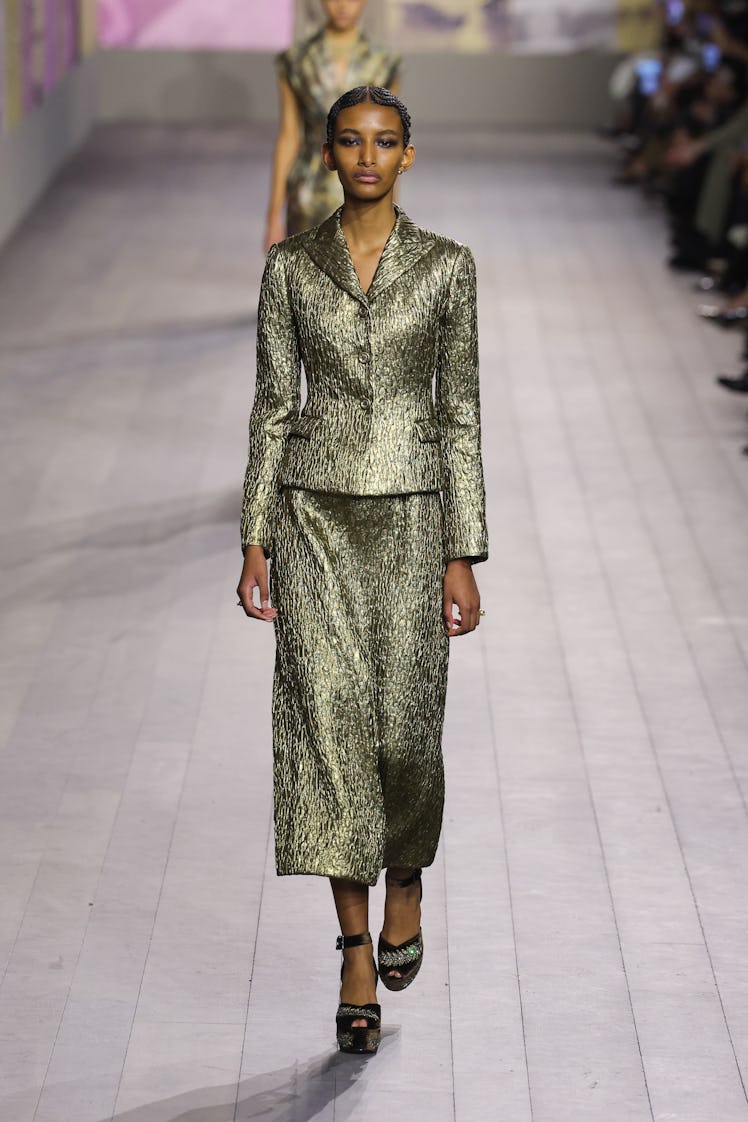 A model walks the runway during the Christian Dior Haute Couture Spring Summer 2023 show as part of ...