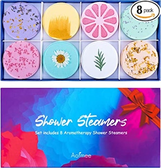 These pretty shower steamers are made with natural essential oils and boast cute designs that make t...