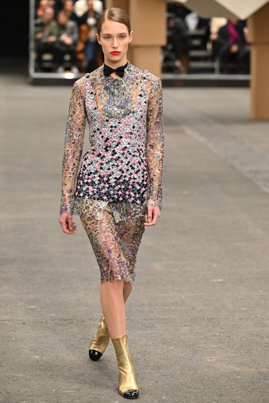 A model walks the runway during the Chanel Haute Couture Spring Summer 2023 show as part of Paris Fa...