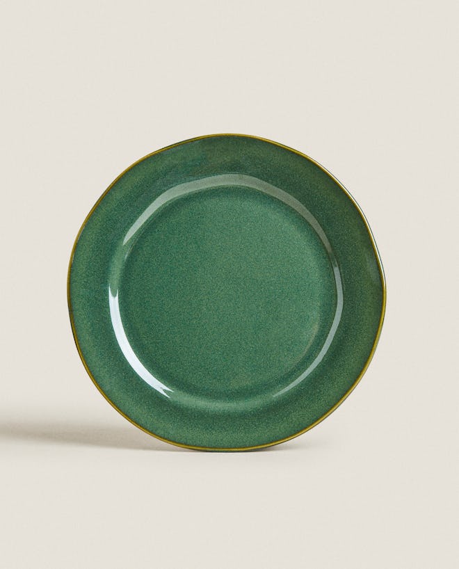 Green Earthenware Dinner Plate