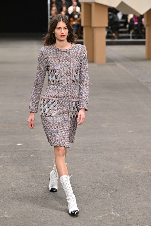 A model walks the runway during the Chanel Haute Couture Spring Summer 2023 show as part of Paris Fa...