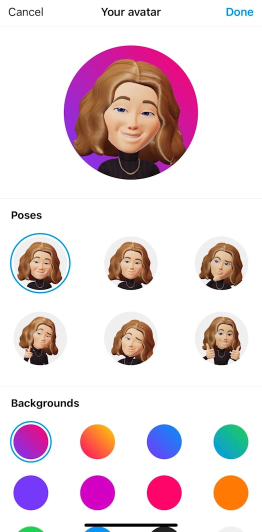 Instagram's animated avatar profile picture gives you options.