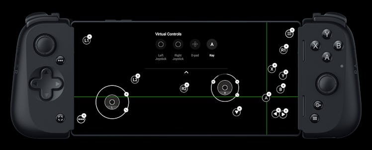 Mapping physical buttons to touchscreen controls in the Razer Nexus app.