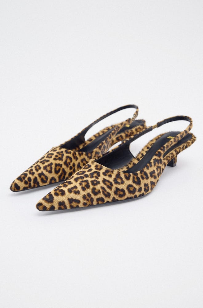 Zara Animal Print Slingback Heels