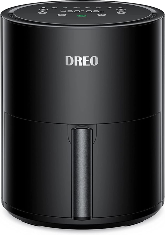 This air fryer for one person features a large temperature range, from 100 to 450 degrees Fahrenheit…