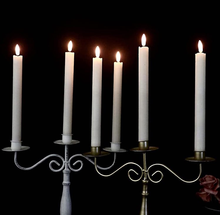 GenSwin Flameless White Taper Candles (6-Pack)