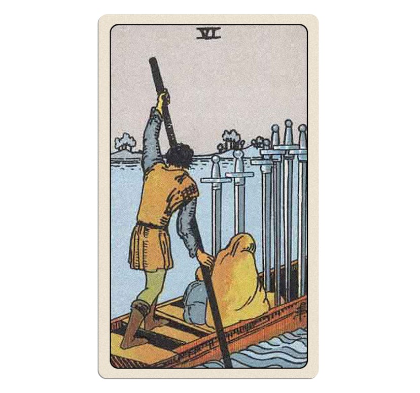 Six of Swords is a tarot card for February 2023's tarot reading