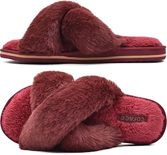 If you're looking for stylish slippers for flat feet, consider these cute criss-cross slippers with ...