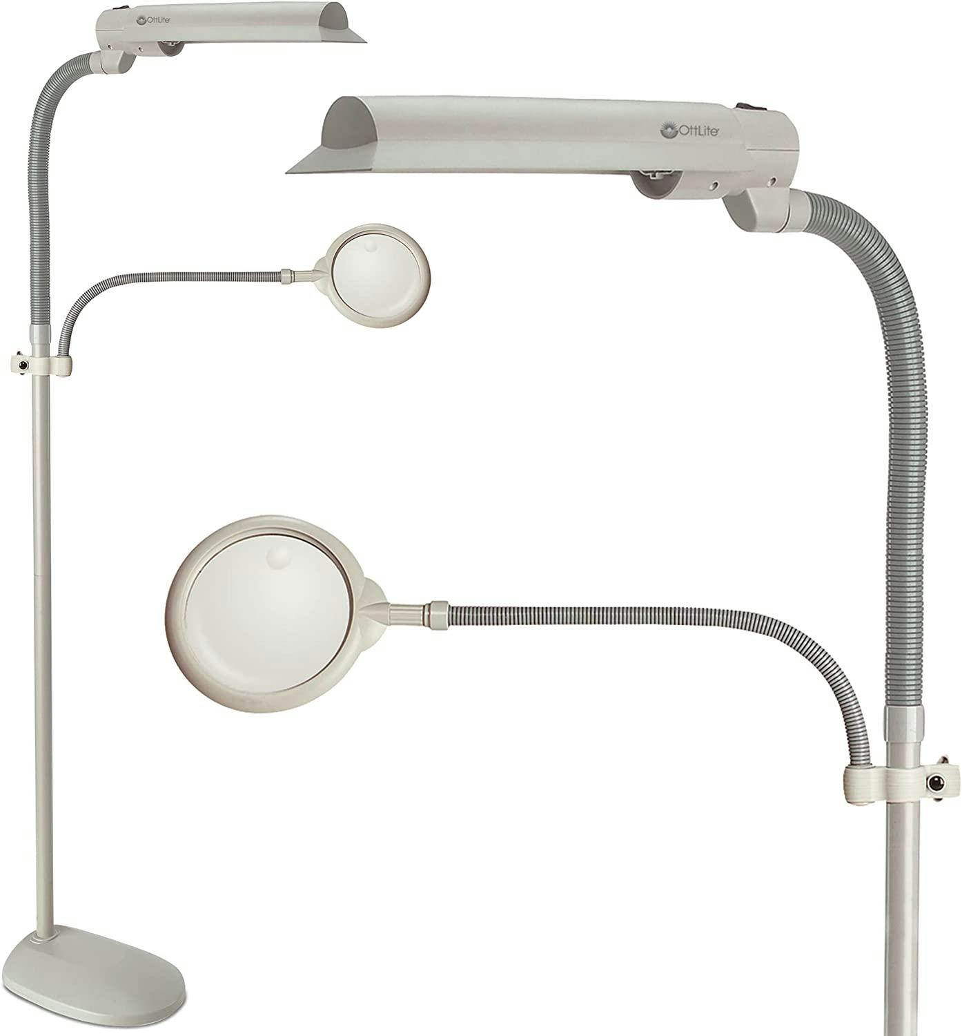OttLite 18w EasyView Standing Floor Lamp With Magnifier Attachment