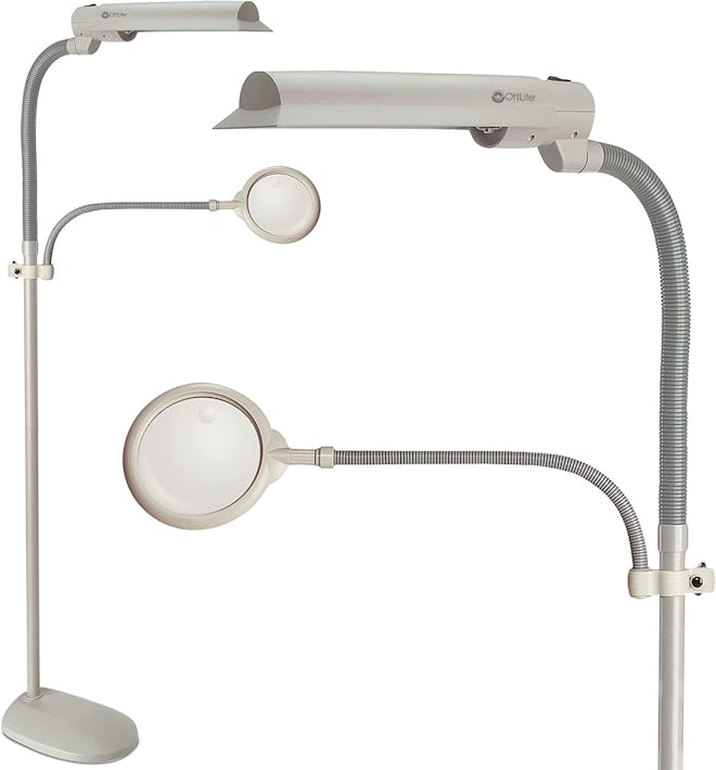 OttLite 18w EasyView Standing Floor Lamp With Magnifier Attachment