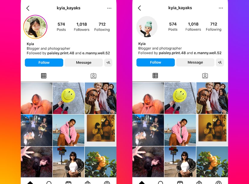 Instagram's animated avatar profile picture gives you options.