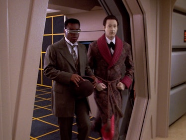 Geordi (LeVar Burton) and Data (Brent Spiner) as Dr. Watson and Sherlock Holmes in “Ship in a Bottle...