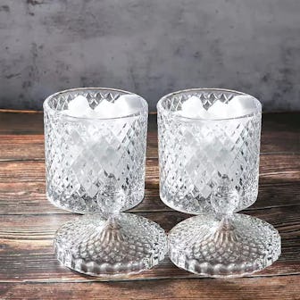 rejomiik Glass Apothecary Jars with Lids (2 Pack, Large, Clear)