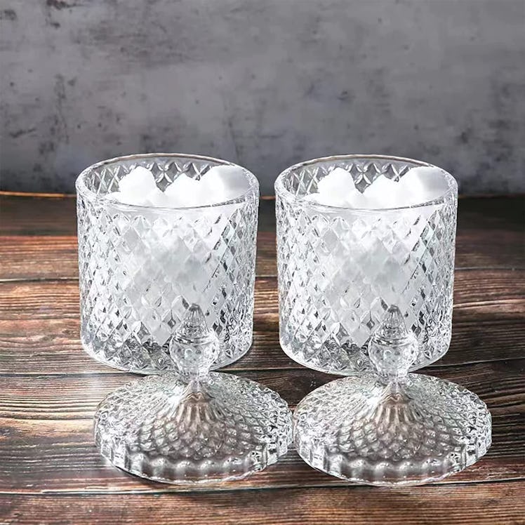 rejomiik Glass Apothecary Jars with Lids (2 Pack, Large, Clear)