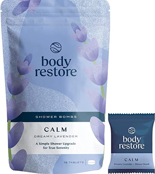 These calming bedtime shower steamers have a soothing lavender scent that helps relieve stress.