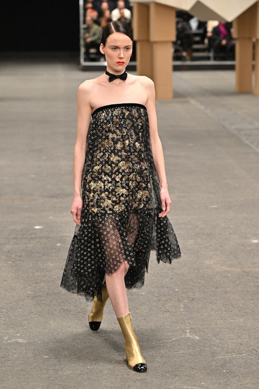 A model walks the runway during the Chanel Haute Couture Spring Summer 2023 show as part of Paris Fa...