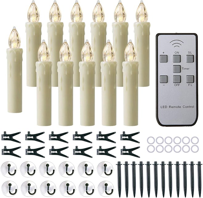 These small window candles are cheap and come with multiple hanging options.