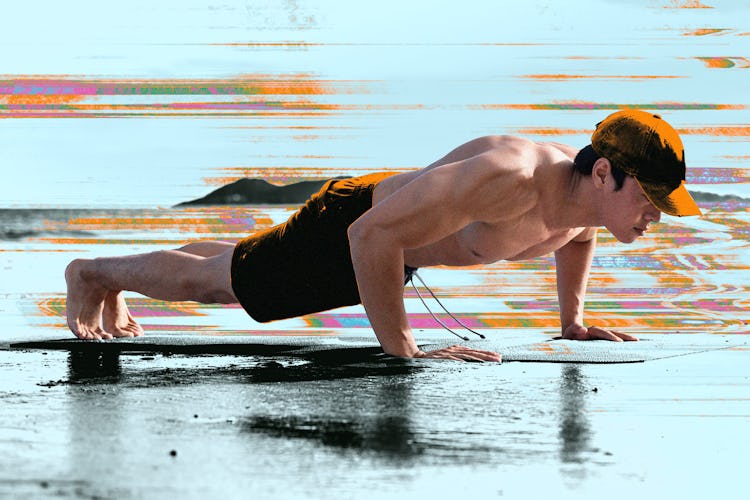 A man doing a plank bodyweight workout.