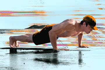 A man doing a plank bodyweight workout.