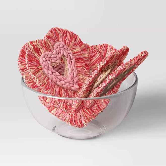 Raffia heart vase fillers, a cute Valentine's Day decor addition