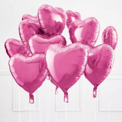 Pink heart balloons are fun Valentine's Day decor.