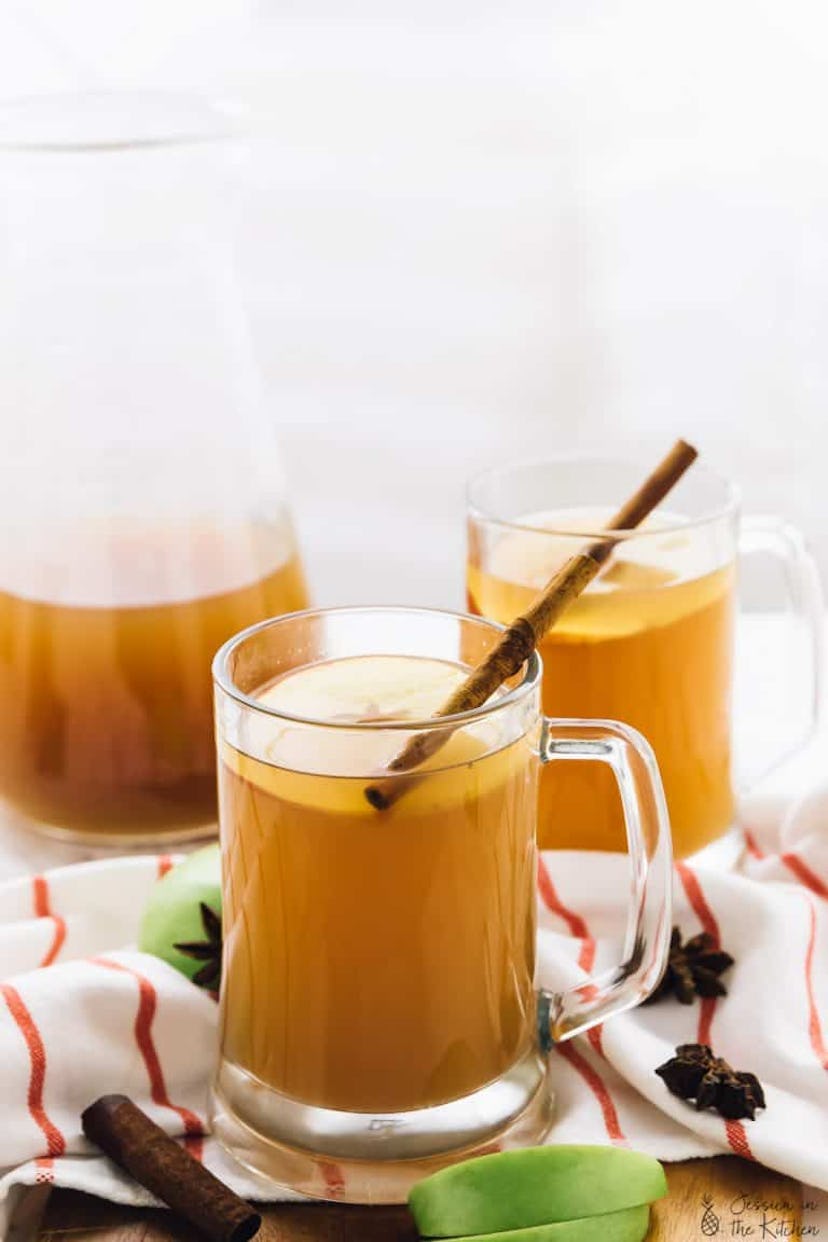 Apple cider, in a story about sick kid recipes for sore throat