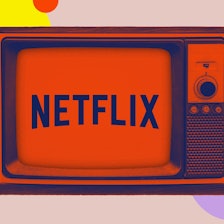 Netflix's logo on an old skool TV