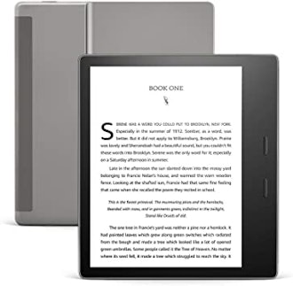 The Kindle Oasis e-ink tablets feature an easy one-hand design and are made of a durable aluminum ma...