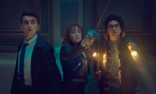 'Lockwood & Co' characters are Lockwood (Cameron Chapman), Lucy (Ruby Stokes) and George (Ali Hadji-...