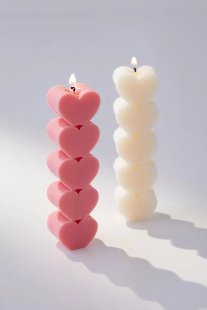 Heart candles, the perfect Valentine's Day decor for a tablescape