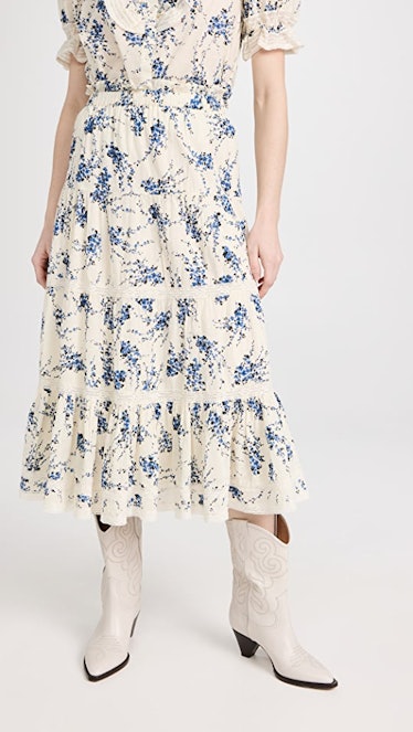 The Lace Inset Floral Skirt