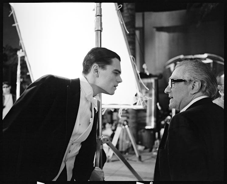 Leonardo DiCaprio and Martin Scorsese filming The Aviator, photographed by Brigitte Lacombe.