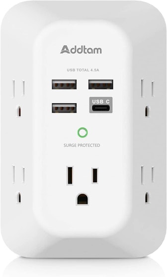 Addtam USB Wall Charger Surge Protector 5-Outlet Extender 