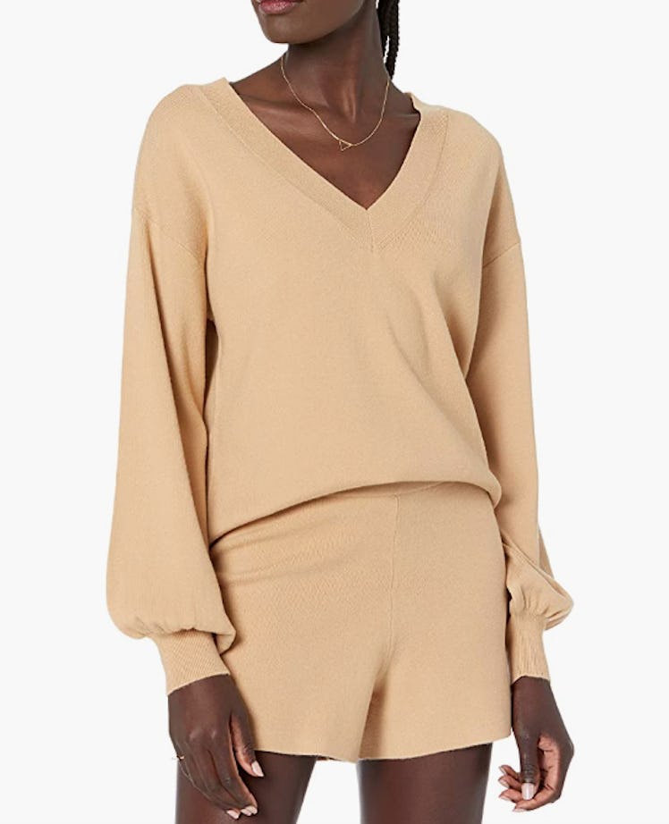 The Drop Mia Bell Sleeve V-Neck Sweater