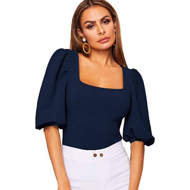 Romwe Puff Sleeve Blouse