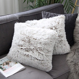 Uhomy Faux Fur Throw Pillow Covers (2-Pack)