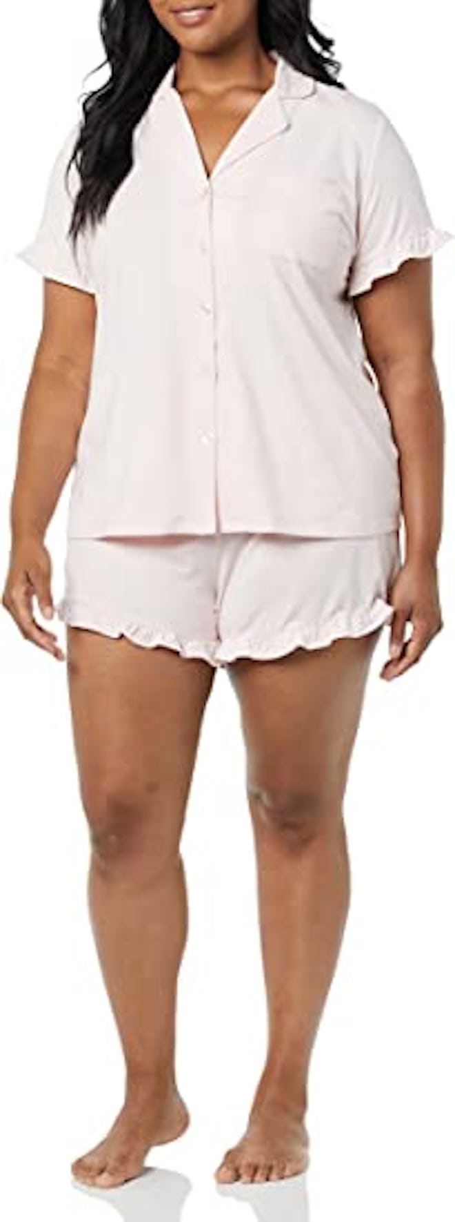 Amazon Essentials Cotton Modal Piped Notch Collar Pajama Set
