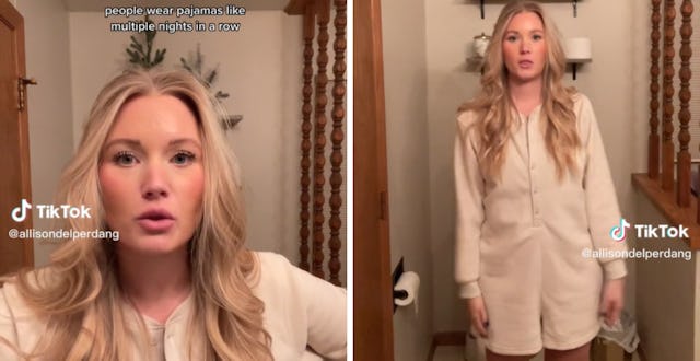 Woman on Tik Tok starts debate on whether or not PJs can only be worn once.