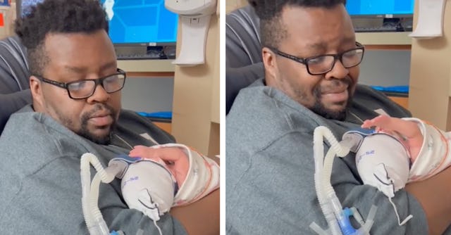 David Johnson sang a worship song while his preemie son seemingly raises his hand in praise in a vir...