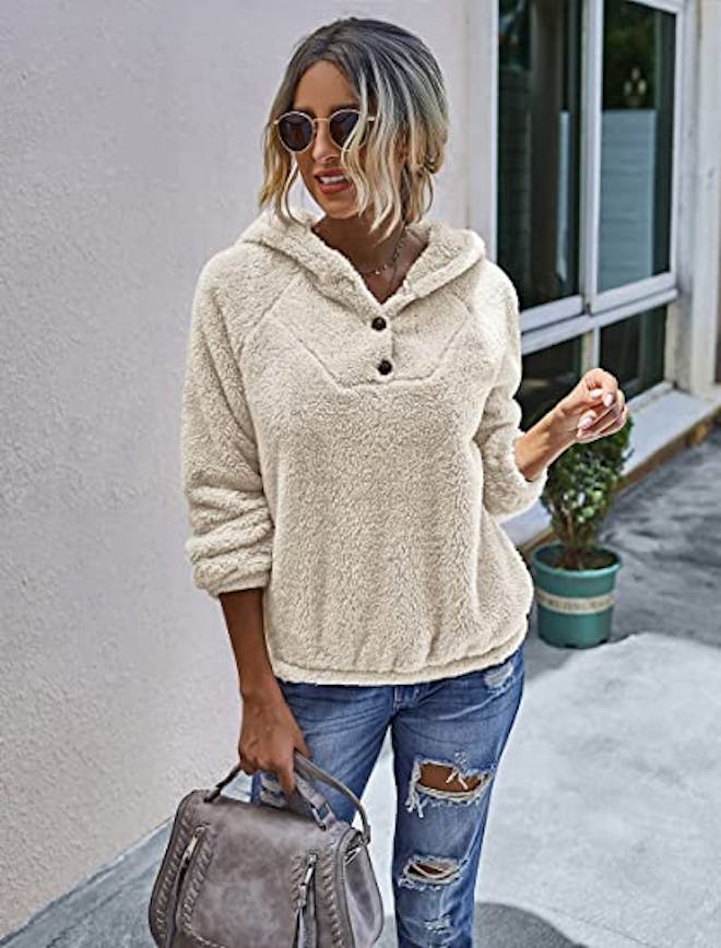 KIRUNDO Fuzzy Fleece Hoodie