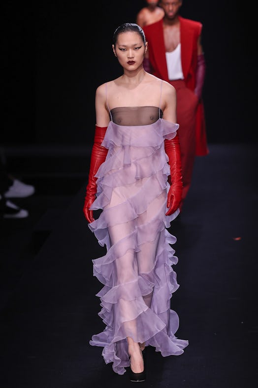  A model walks the runway during the Valentino Haute Couture Spring Summer 2023 show as part of Pari...